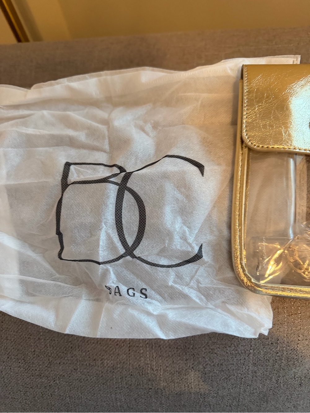 Gold Clear Crossbody Bag with Chain Strap - Picture 6 of 10